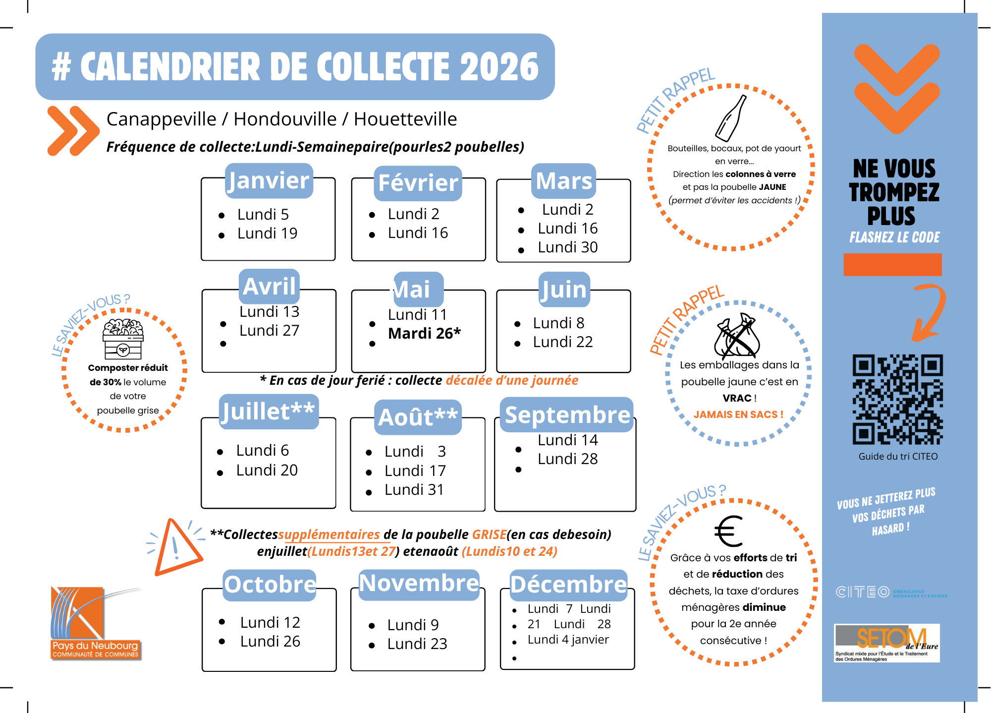 Aperçu du calendrier zone 1