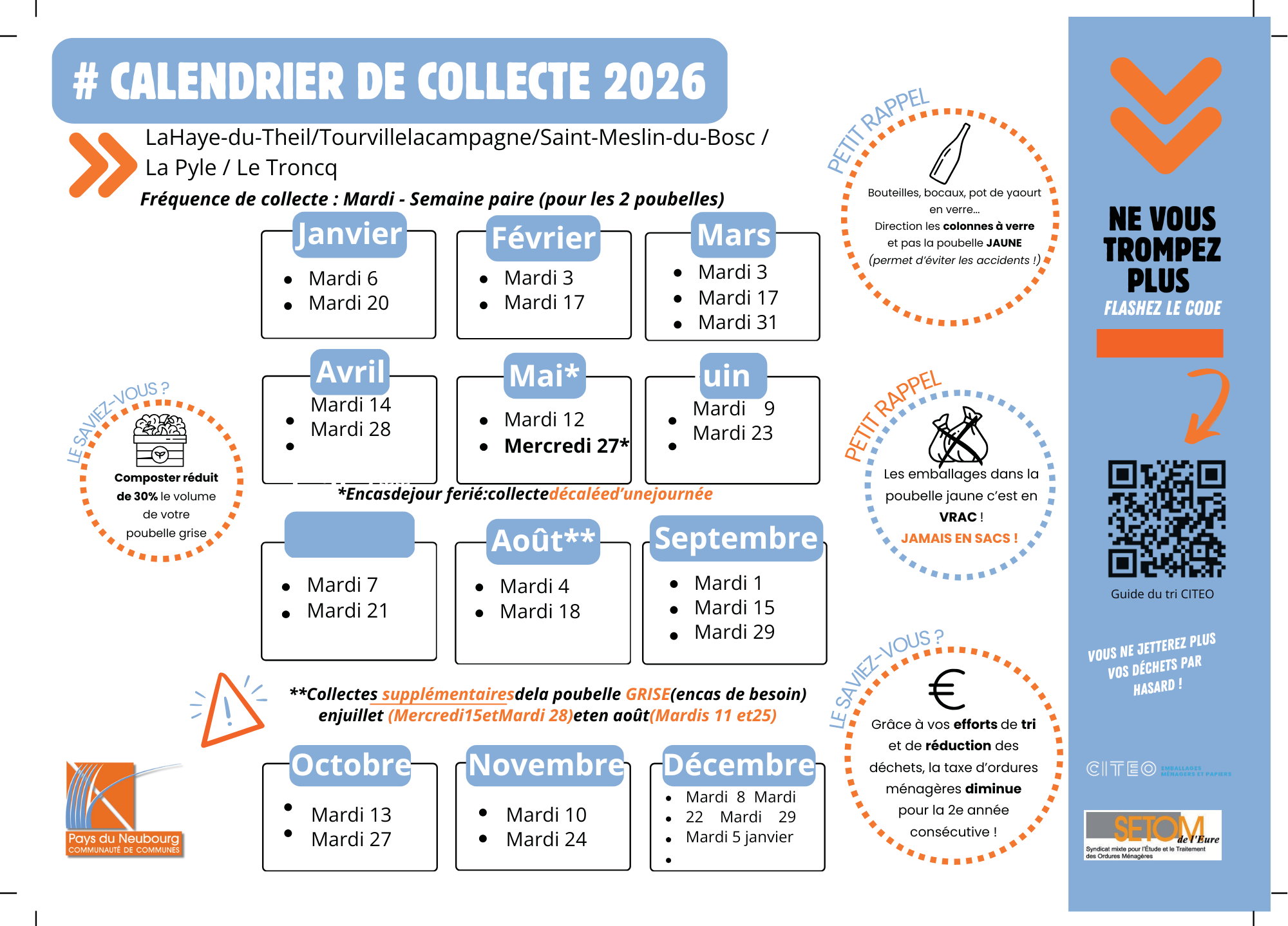 Aperçu du calendrier zone 3